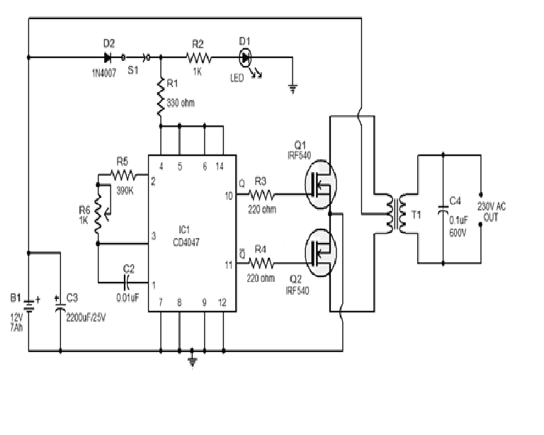Simple 100W inverter circuit - ELECTRONICSMASTER.weebly.com